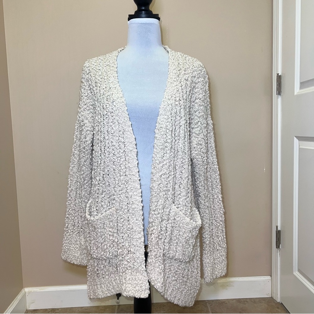 Impressions Women's Cream Colored Warm Comfy Chunky Knit Cardigan Sweater Sz S/M